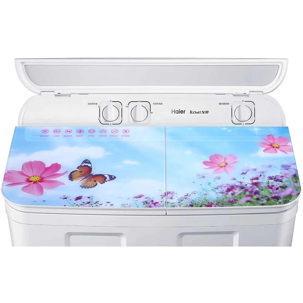 Haier Toughened Glass Lid 9.5 Kg  Semi Automatic Washing Machine HTW95-178